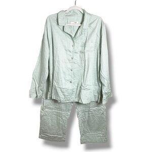 I.Magnin Pink & Green Cotton Long Sleeve Pajama Set Size Large